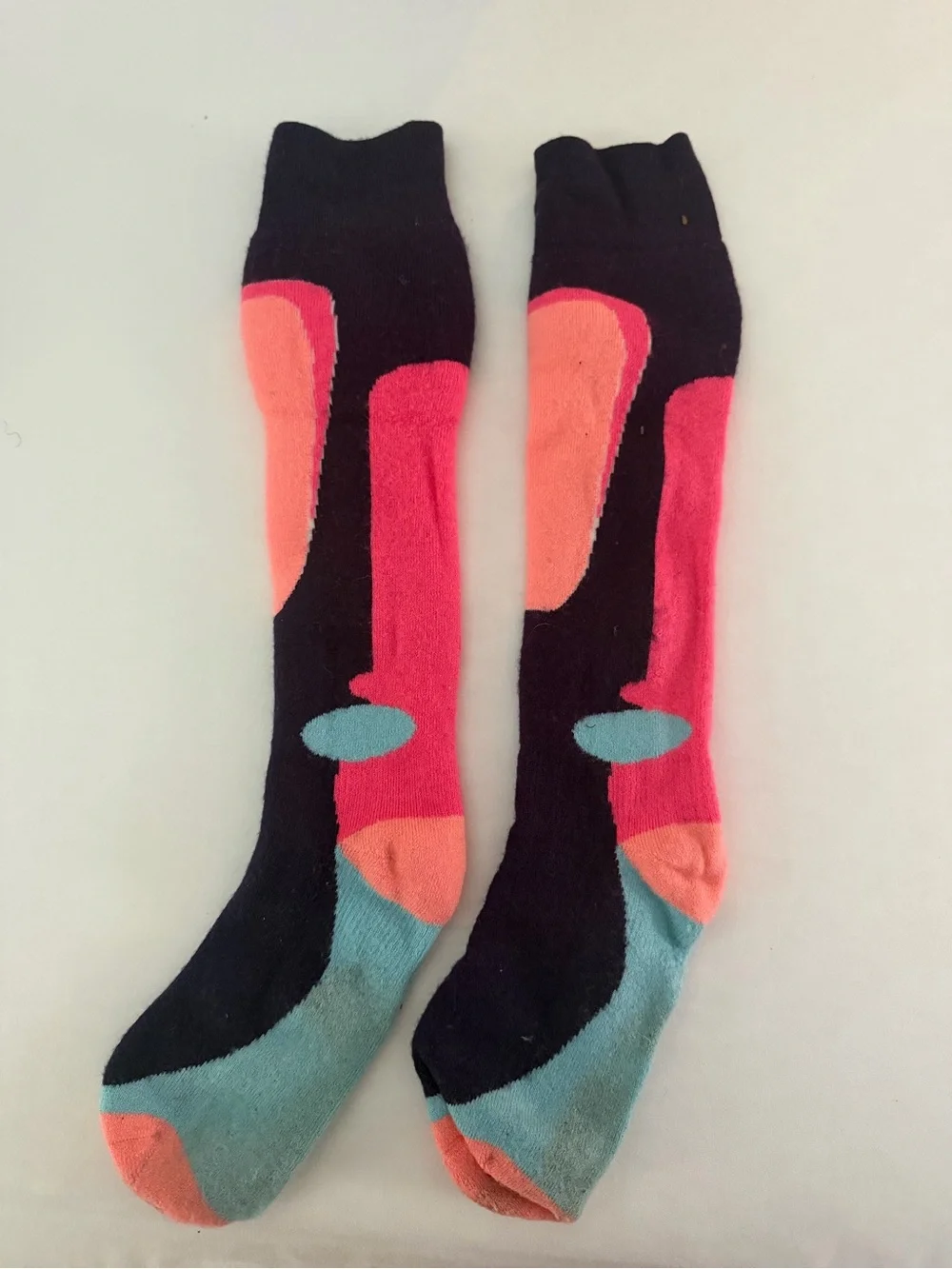 Multi-Color Women’s Ski Socks - Vibrant Pink & Teal Accent